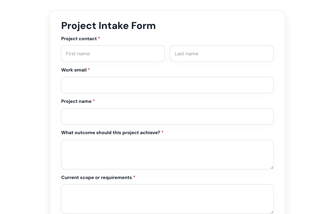 Project Intake Form cover