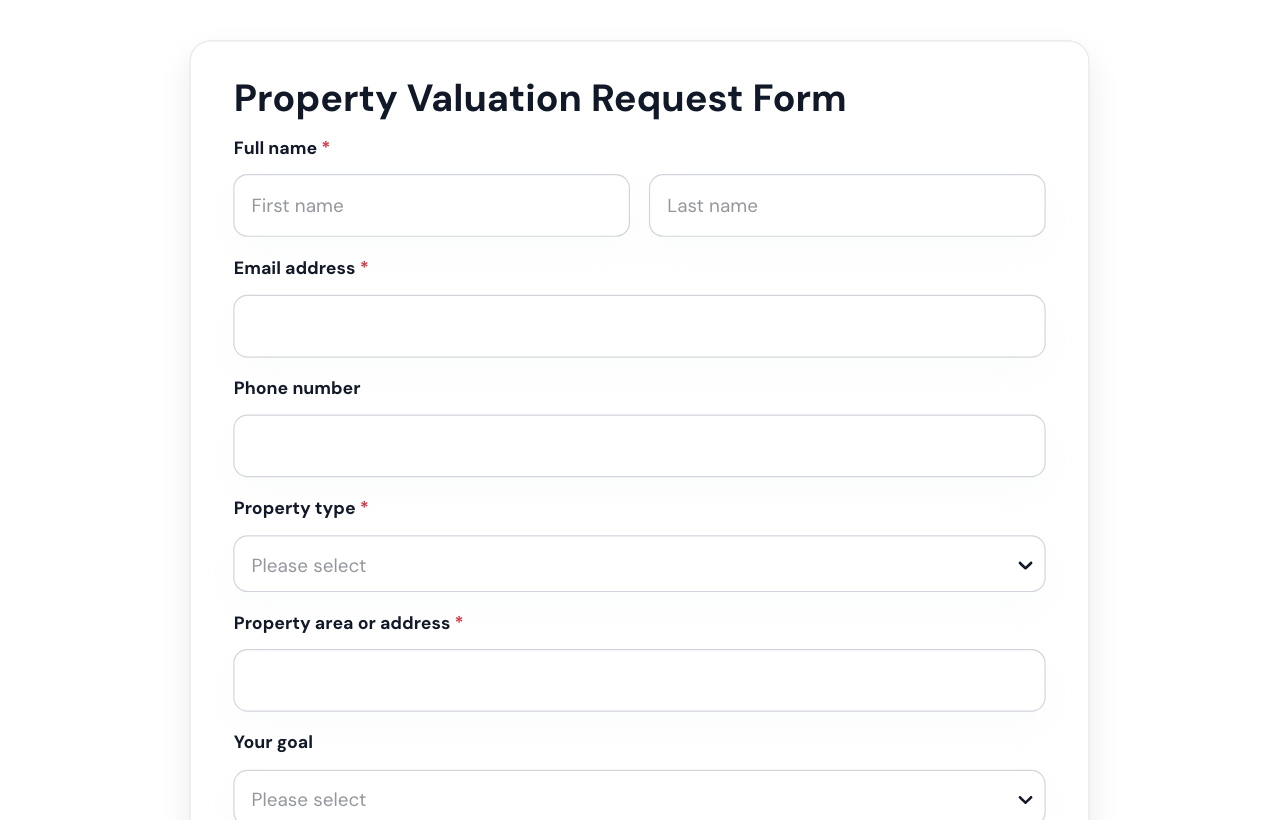 Property Valuation Request Form cover