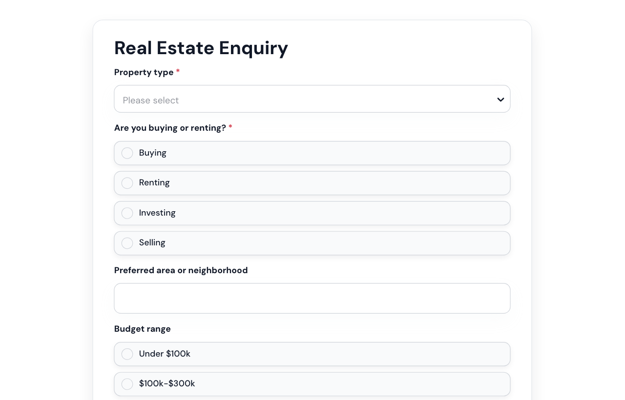 Real Estate Enquiry Form cover