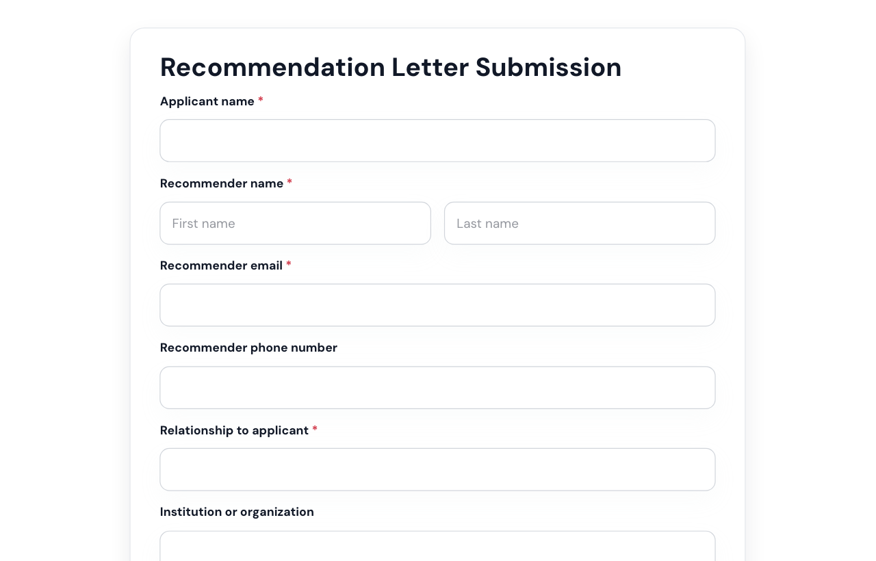Recommendation Letter Form cover