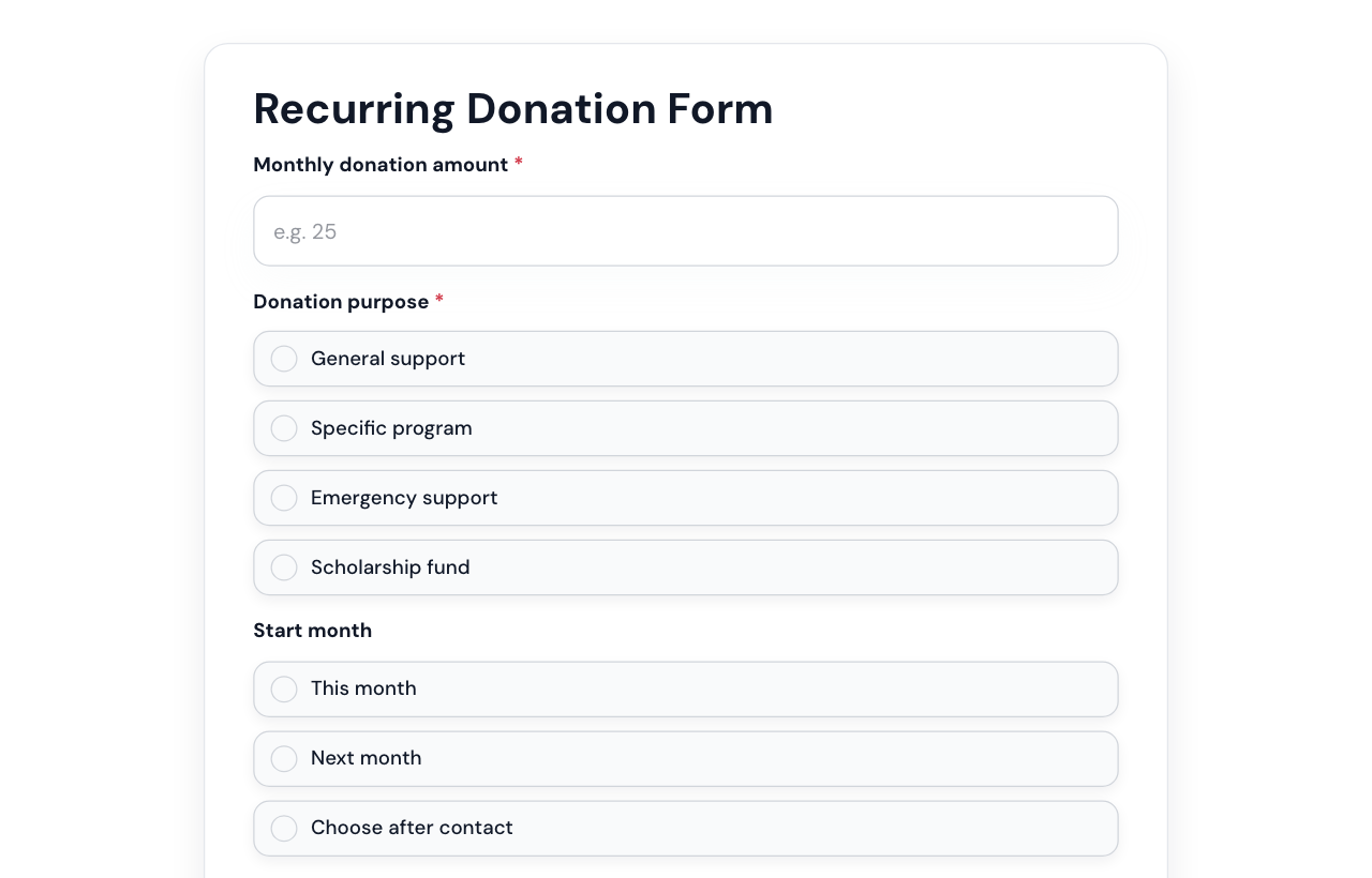 Recurring Donation Form cover