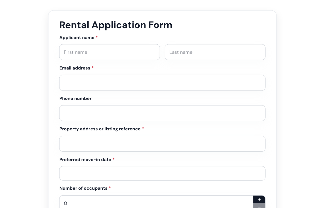 Rental Application Form cover