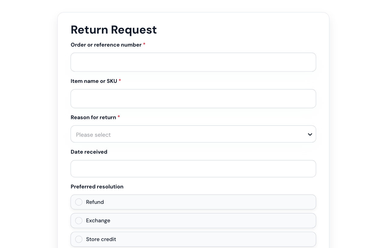 Return Request Form cover