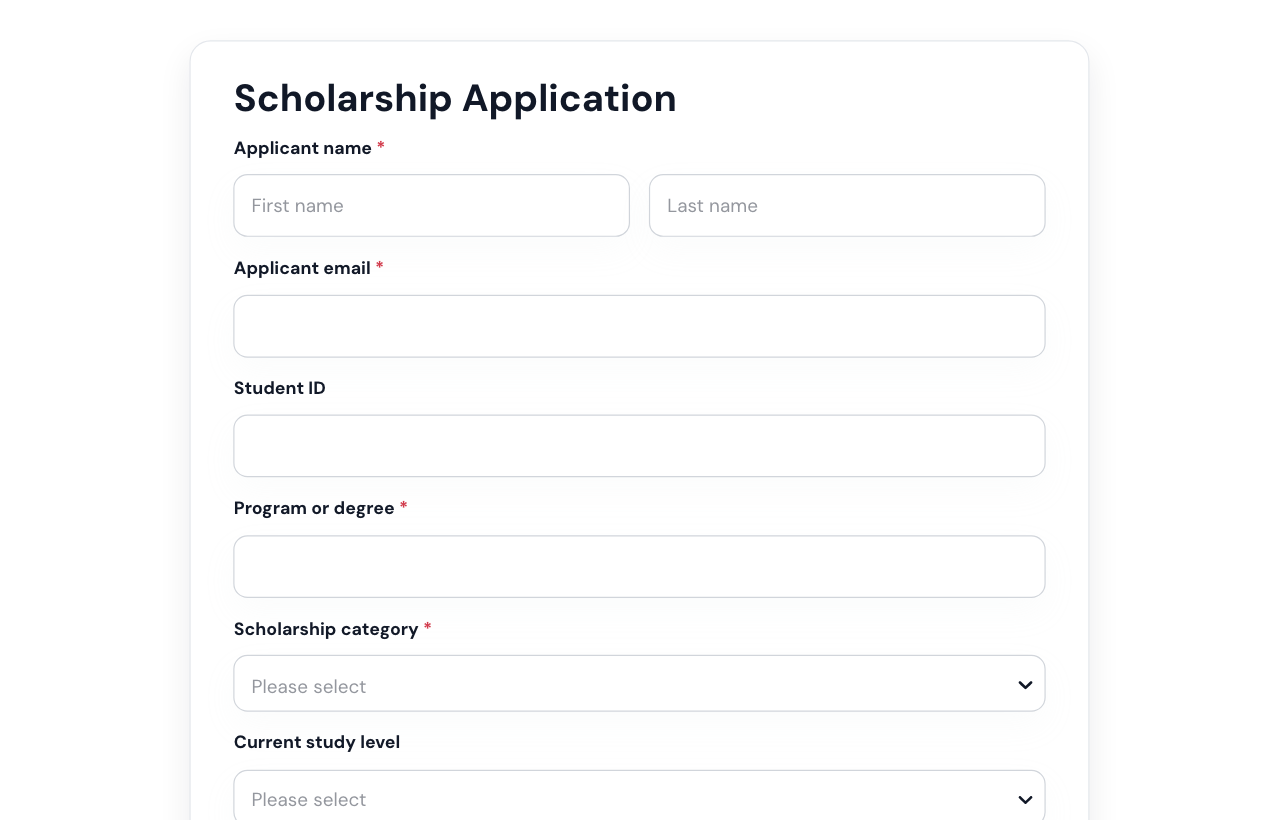 Scholarship Application Form cover