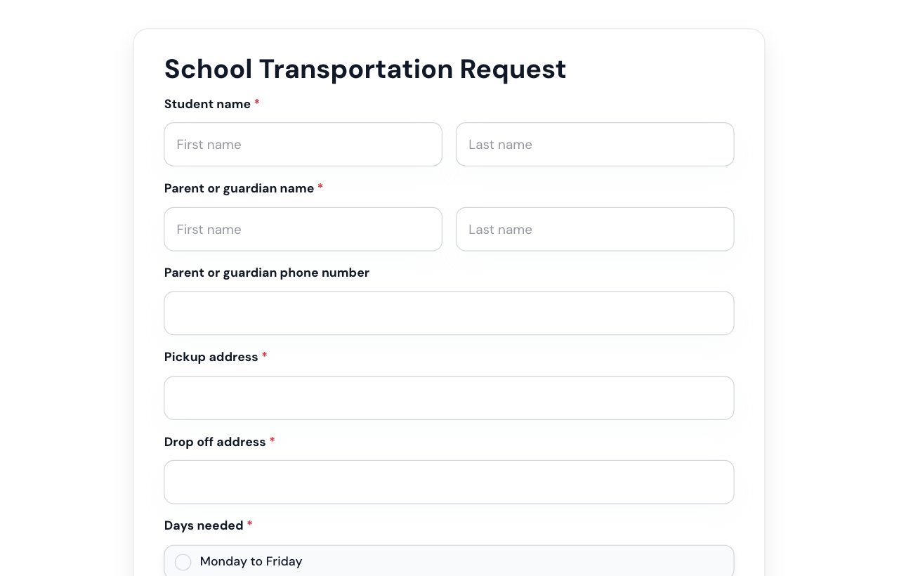 School Transportation Form cover