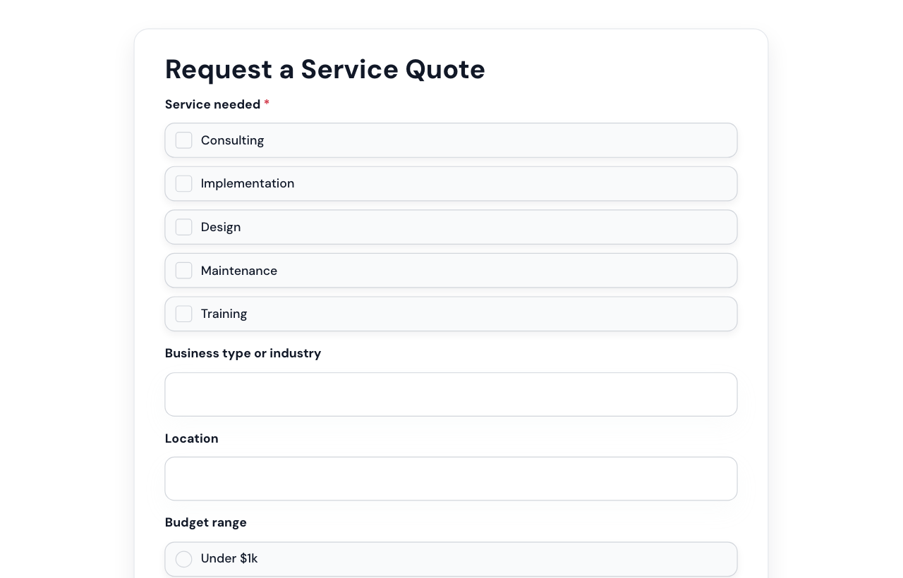 Service Quote Form cover
