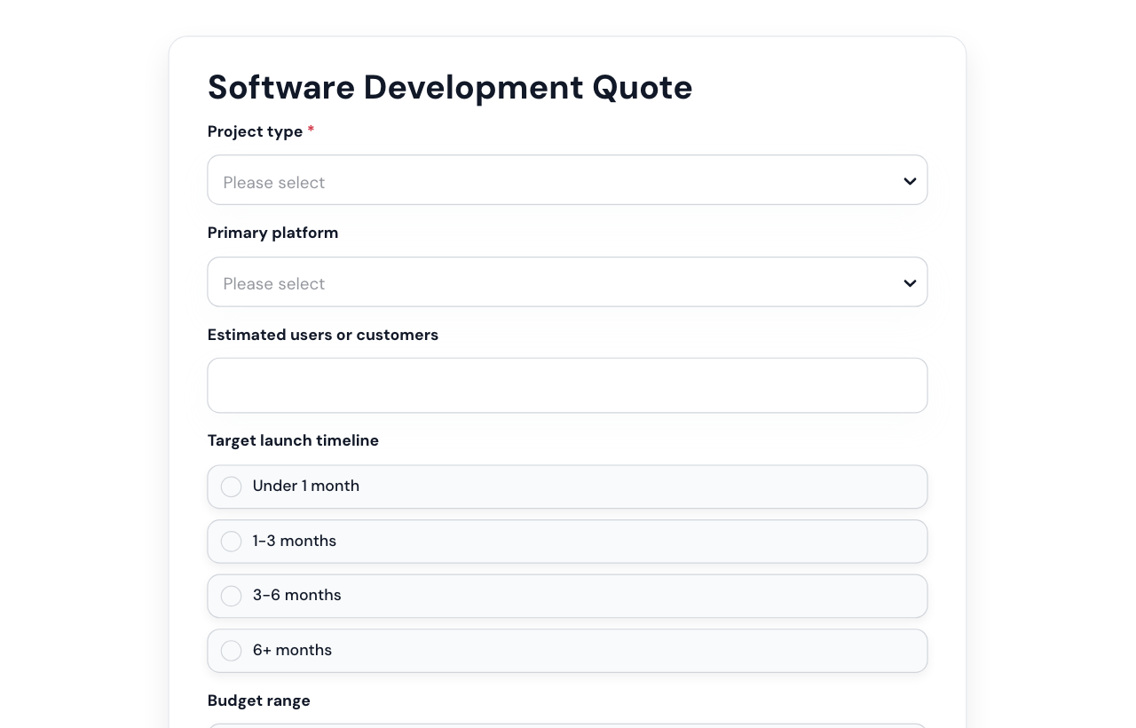 Software Development Quote Form cover