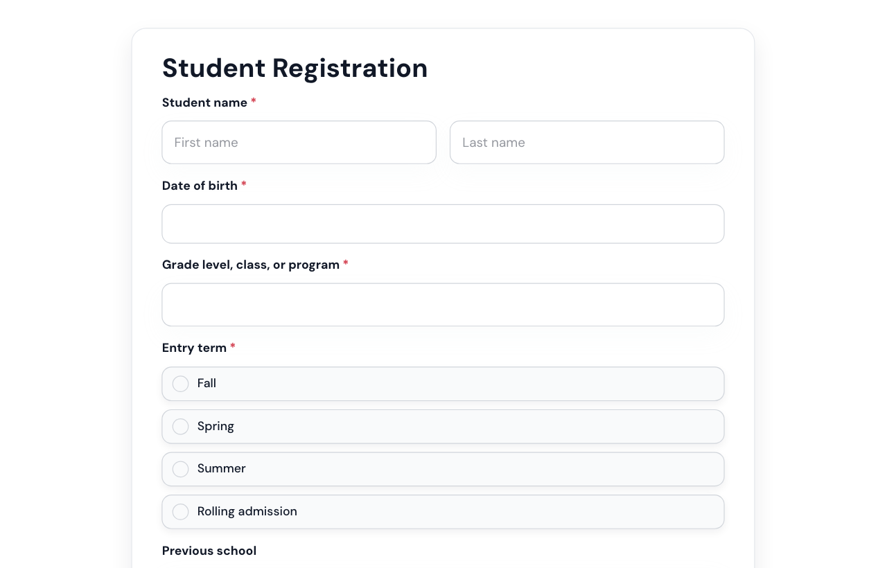 Student Registration Form cover