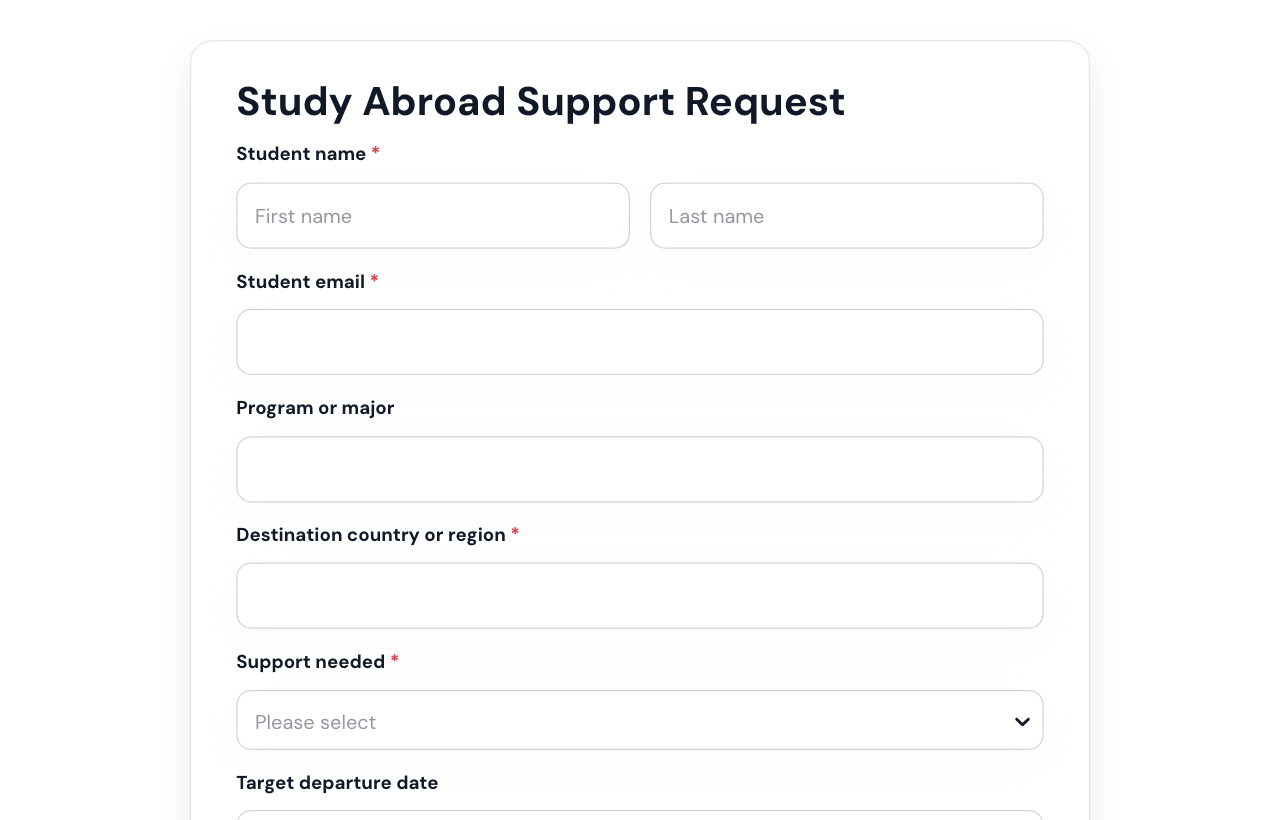 Study Abroad Support Form cover