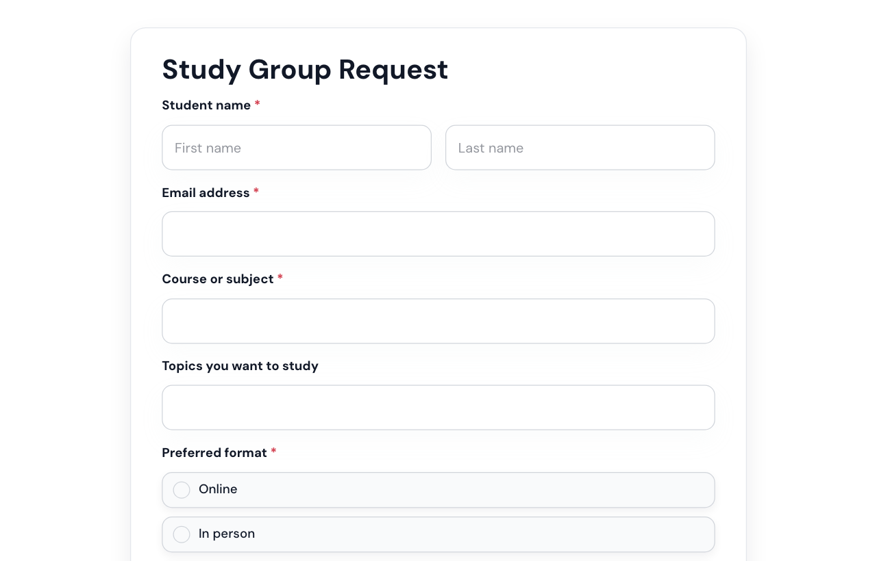 Study Group Request Form cover