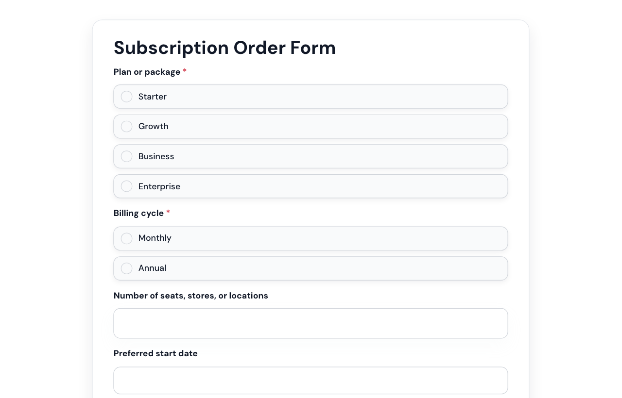Subscription Order Form cover