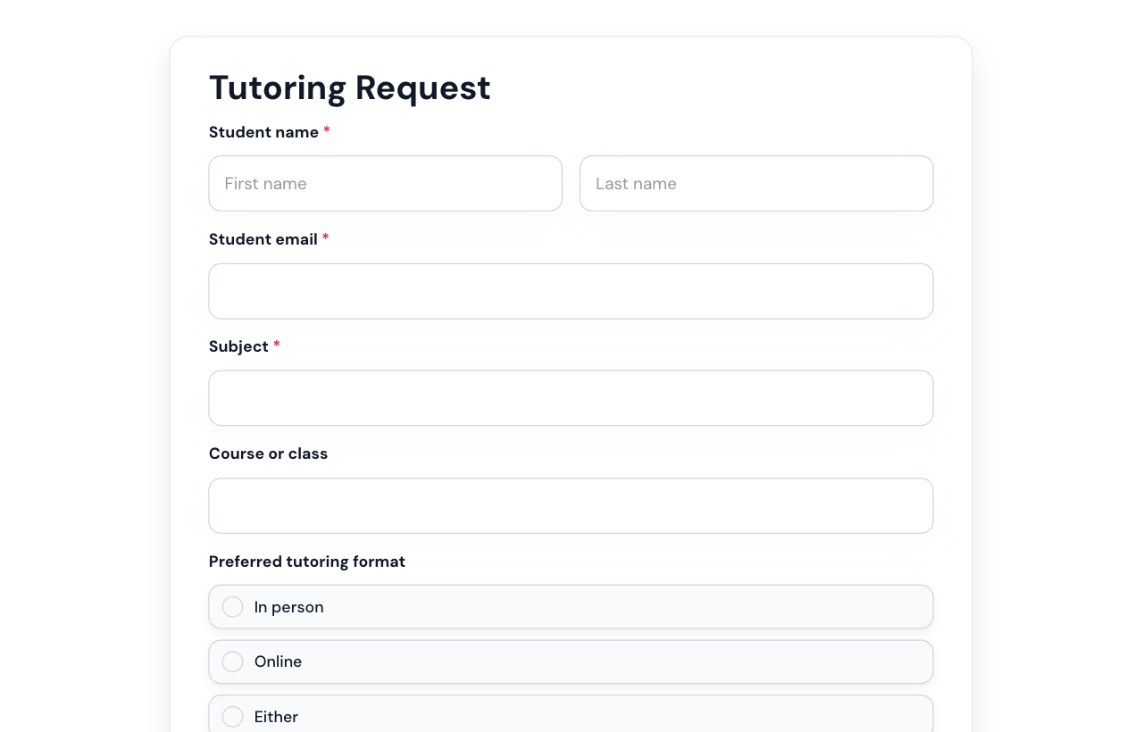 Tutoring Request Form cover