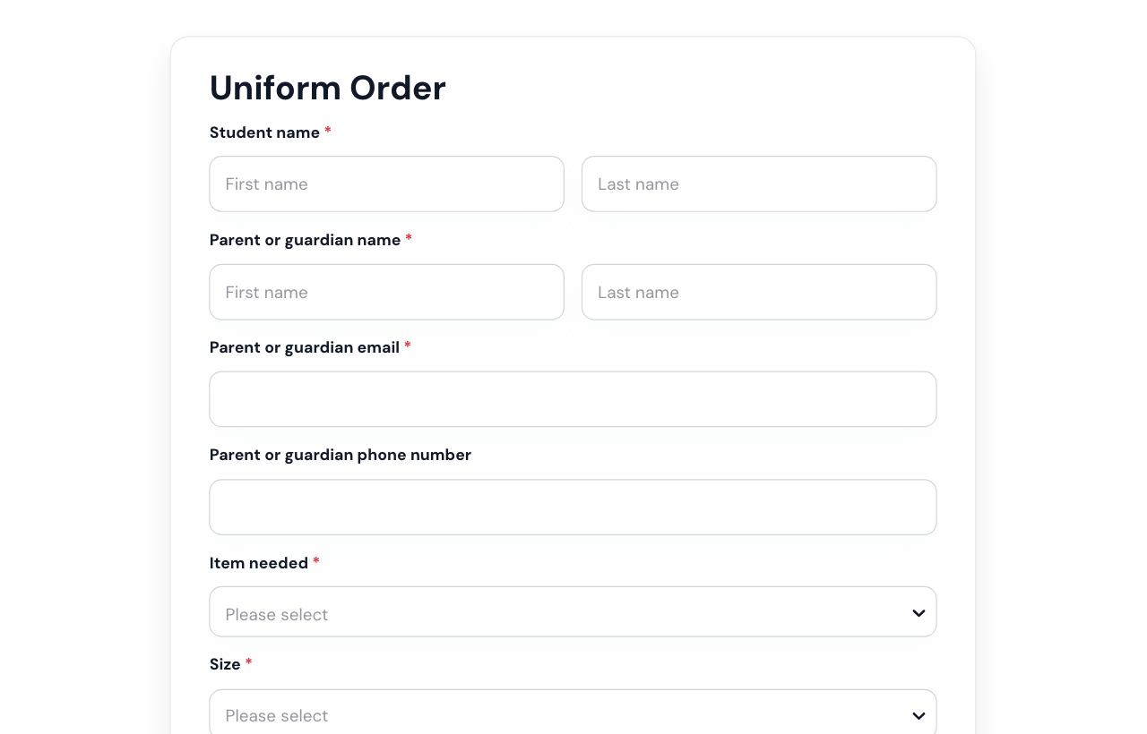 Uniform Order Form cover