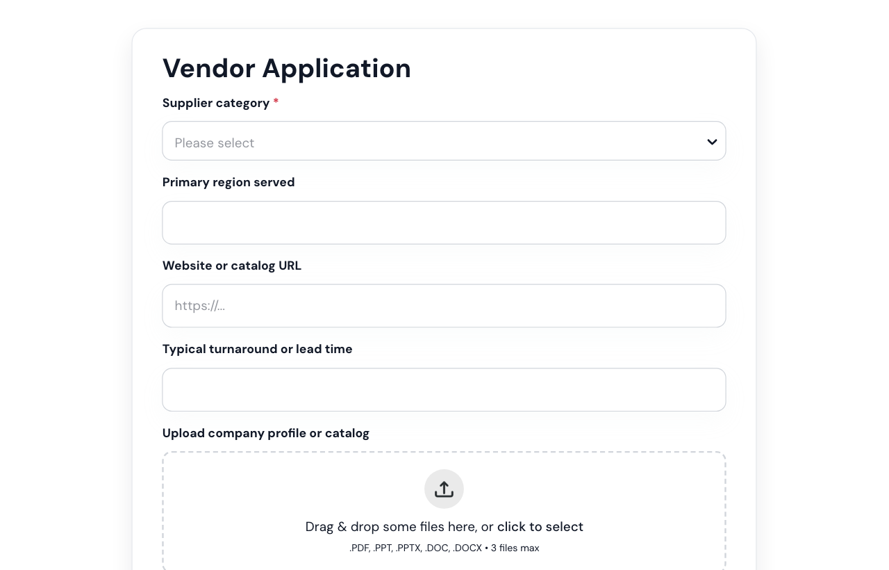 Vendor Application Form cover