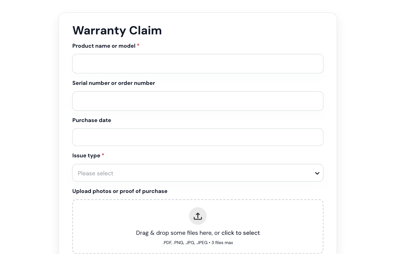 Warranty Claim Form cover
