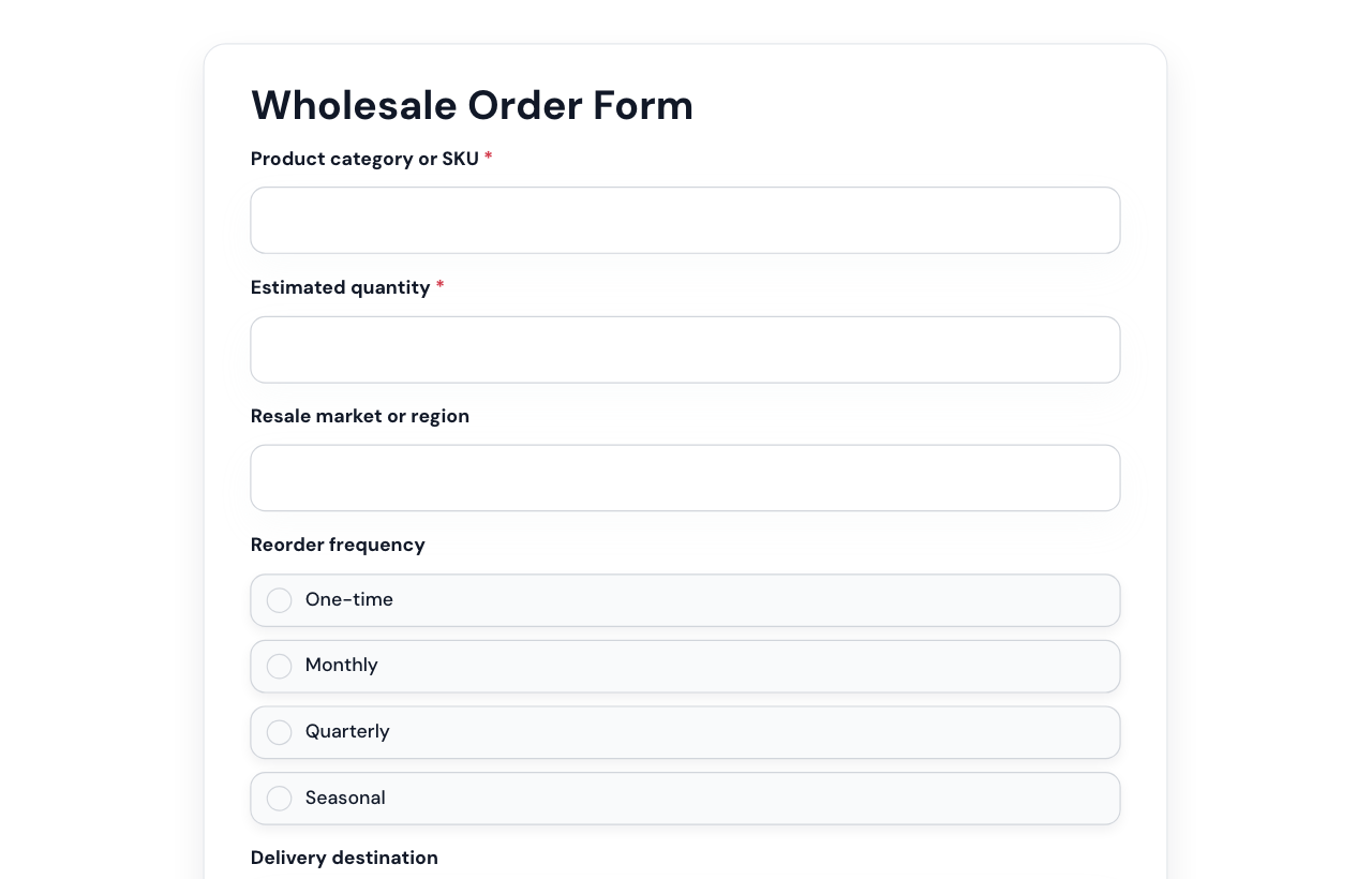 Wholesale Order Form cover