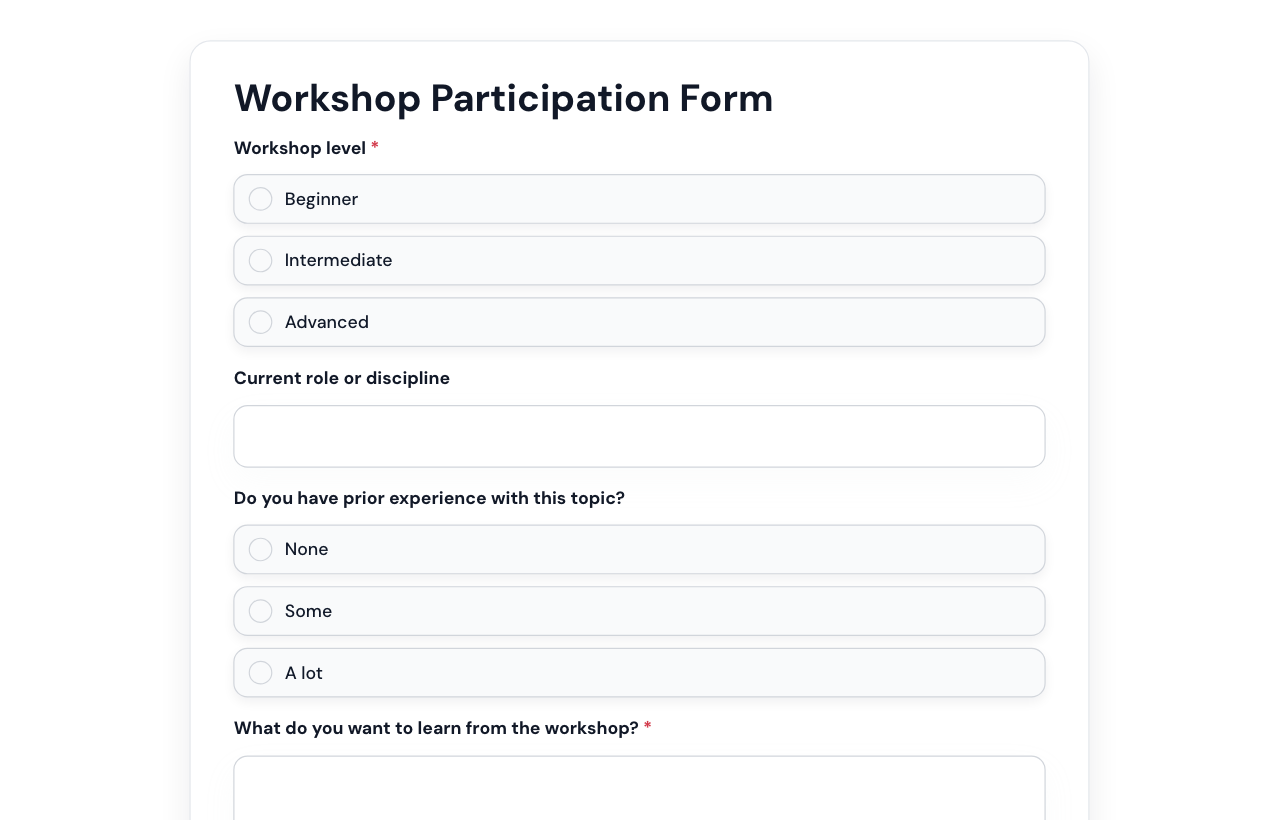 Workshop Participation Form cover